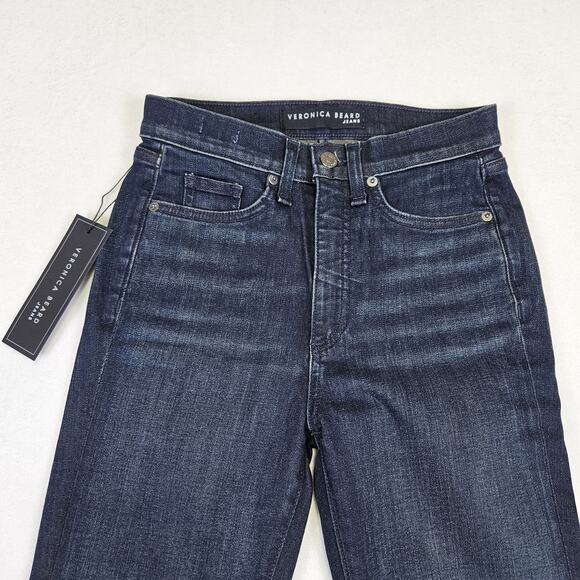 Veronica Beard Women 24 Carly 11" Kick Flare Jean Dark Wash Blue Modern Designer - Picture 7 of 16